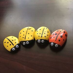 Handmade LadyBug Paper Weights, NEW, yellow and orange, Whimsical